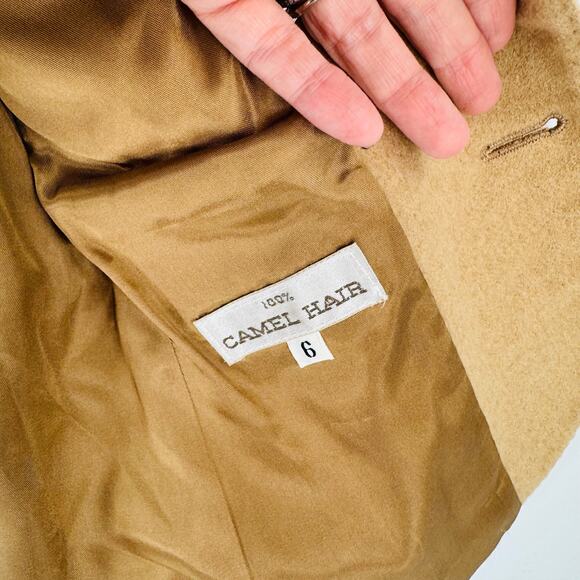 Vintage 100% Camel Hair Blazer Tan Classic Tailored Jacket Women’s Size 6 - Picture 4 of 8